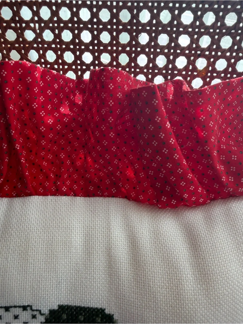 Holiday Red & Green Decorative Ruffle Pillow by